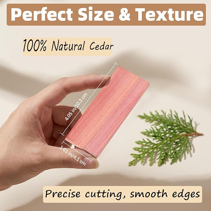 20 PCS Natural Red Cedar Blocks for Clothes Storage, Drawer Freshener,Cedar Blocks for Closet,Storage Bags,Cabinets