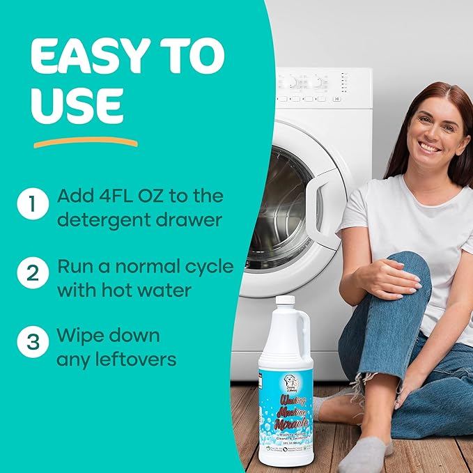 Sunny & Honey Liquid Washing Machine Cleaner & Deodorizer - Top & Front Load Washer Cleaner - 32 fl oz Washing Machine Deodorizer - Laundry Supplies