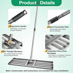 Lawn Leveling Rake with 36"x10" Ground Plate Heavy Duty, Oversized Yard Leveling Rake Tool for Soil - Adjustable Effort Saving Handle, Metal Landscape Lawn Leveler for Garden, Topdressing & Seeding