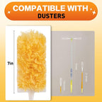 Heavy Duty Duster Refills, Disposable Dusters Kit for Cleaning Dusting Furniture Blind Ceiling Fan, Multi Surface 360 Feather Duster(60)+3FT Extended Handle +1 Handle