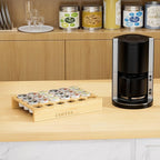 MinBoo BamBoo k cup holder Drawer or Countertop k cup Organizer Coffee Pod Holder Hold 24 Coffee Pod Storage Kcup coffee pods holder for coffee station Office and Kitchen k cup storage