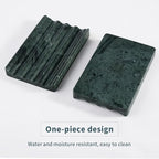 2 Pcs Soap Holder for Bathroom, Marble Soap Dish for Kitchen Countertop, Green Soaps Tray with Creative Wavy Design, Soaps Saver for Bath Tub, Sponges, Indian Natural Stone