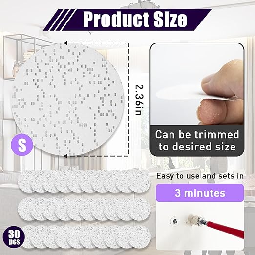 30 Pcs Drywall Anchor Repair Kit Solve Loose Wall Plugs Fast - Ideal for Curtain Rails, Towel Racks, Toilet Paper Holders and More Anchor Hole Patch (2.36 in)