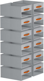 Homsorout Drawer Organizers and Storage - 12 Pack Foldable Pants Organizer with Clear Window & Handles, Fabric Closet Organizer for Clothes, Jeans, Sweaters, Towels, T-shirt, Scarf (Grey)