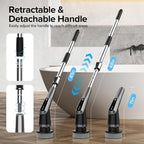 G2-Pro Electric Spin Scrubber - Upgraded 12-in-1 scrubber brush electric, Retractable Handle & 2-Speed for Bathroom, Bathtub, Kitchen, Tile Floors（White/Gray Brush Head）