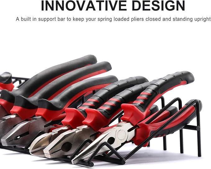 CASOMAN Plier Organizer Rack, 2 Pack, Stores Spring Loaded, Black, 15-Slot Plier Rack, Keep Pliers Organized in Tool Drawer
