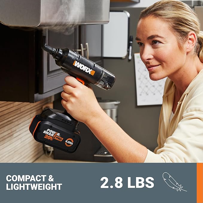 Worx 20V SteamStorm Cordless Handheld Steam Cleaner w/Accessories, Steamer for Cleaning 220°F 8-Second Preheat, Lightweight Portable Steamer for Home Car – Battery & Charger Included