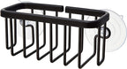 SunnyPoint NeverRust Kitchen & Bathroom Sink Caddy for Sponges, Scrubbers, Soap, 6" x 2.5" x 2.65", with Adhesive Mount - Additional Suction Cup Included –Aluminum (Black)