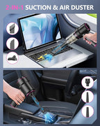 CODN Handheld Car Vacuum Portable Cordless 12000PA, 2 in 1 Handheld Vacuum Cleaner and Air Duster with Multi-Nozzles and LED Light, Mini Hand Held Vacuum Rechargeable for Home, Car, Office, Pet Hair
