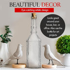 Large Clear Decorative Glass Bottle with Spout and Cork, 32oz, 1 Bottle - Design: VINO (3in X 11.9in)