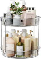 LAMU 12 inch 2 Tier Lazy Susan Turntable Organizer Rotating Spice Rack Organization for Cabinet, Kitchen, Pantry, Countertop, Bathroom, Vanity, Medicine Cabinet Organizer, Grey