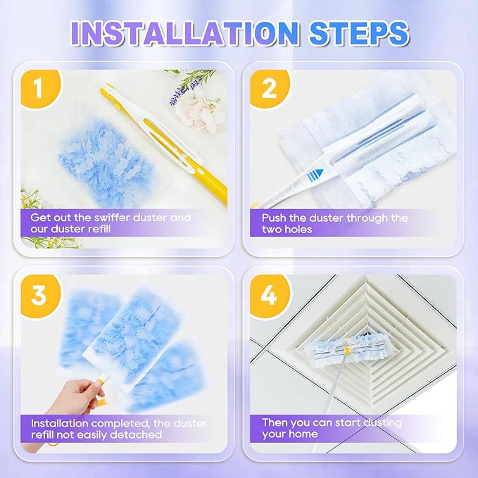 20 Count Duster Refill Compatible with Swiffer Hand Duster, Lavender Flavor Disposable Heavy Duty Duster Refills, Dusters Refills for Cleaning, Blinds & Ceiling Fan (Handle is Not Included)