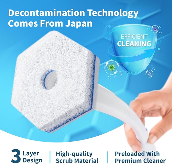 oshang Toilet Brush Refills, Toilet Refill Pads, Disposable Toilet Brush Heads for Toilet and Bathroom Cleaning, Compatible with Clorox Toilet Brush (32 Count)