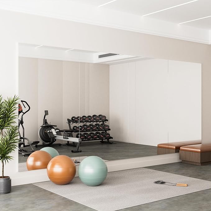 2PCS 75" X 47" Gym Mirror - Full Length Wall Mirror for Gyms, Dance Studios, Home and Yoga - Easy Installation, Ultra Light Shatterproof Nano Miorror Reduces 60% Commercial Insurance Costs, 5LB Each