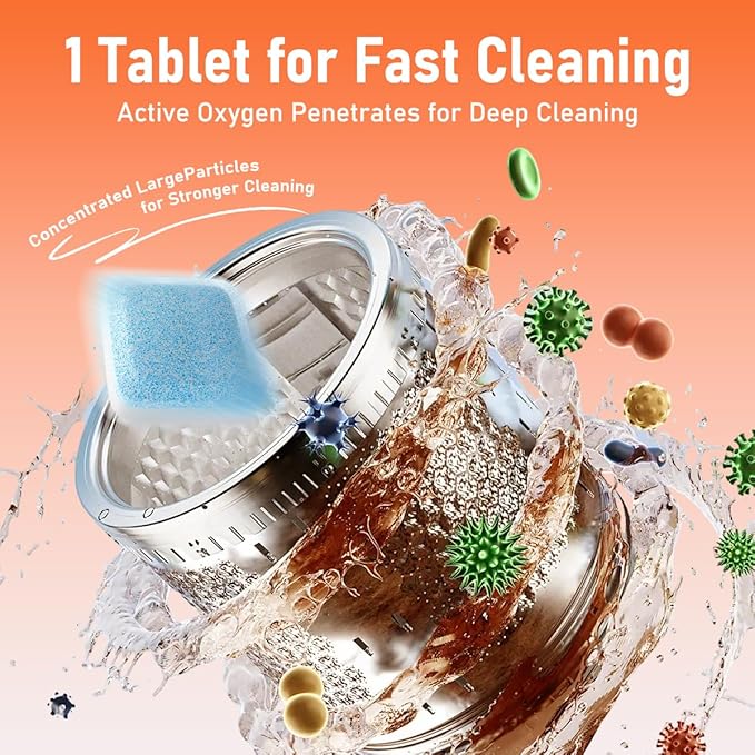 Washing Machine Cleaner Tablets 12 Pack, Deep Removes Residue, Grime and Odors,Washer Machine Cleaner for Front and Top Loader Washer Machines,6 Month Supply (1 PACK)