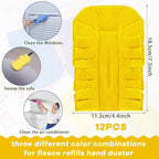 Zubebe 12 Pcs Duster Refill Reusable Fleece Duster Refills Feather Flat Dusters Multi Surface Washable Cleaning Pads Tools for Home, Blinds, Car, Pet, Furniture, Fans (Purple,Light Blue,Yellow)