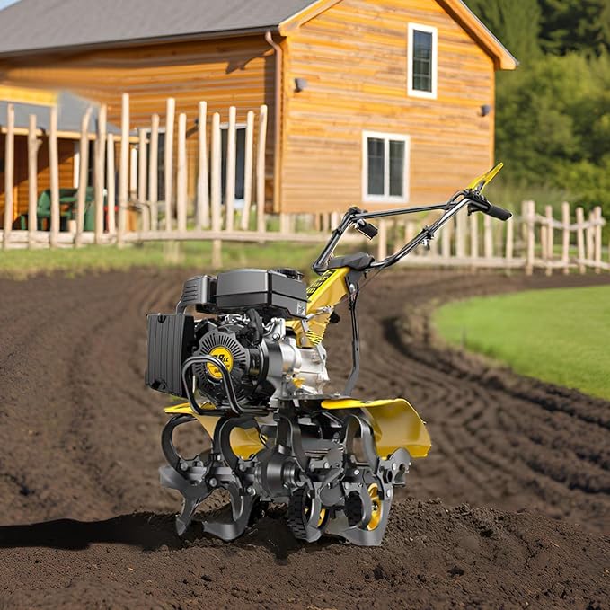 BLUBERY Tiller Cultivator,20” Heavy Duty Front Tine Tiller 3.0 HP & 4 Stroke 18 Sets of Blades,Suitable for Gardens and lawns,Digging, Reclamation,Root Removal, Weeds, Soil Cultivator etc