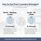 FREY Concentrated Liquid Laundry Detergent | Formulated for Sensitive Skin & HE Washers | Removes Stains Effectively | 50 Loads per Bottle (1-pack Bergamot Beach)