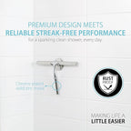 Better Living Deluxe Shower Squeegee, Multi-Purpose Silicone Squeegee Blade with Storage Hook, Rust-Proof Heavy Duty Window, Glass Shower Door Scrubber, Windshield Wiper, 10", Chrome
