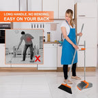 Broom and Dustpan Set, Large Broom with Dustpan Combo Set, 55" Long Handle Heavy Duty Industrial Dust pan Set for Classroom Lobby Home