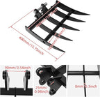 Mini Excavator Attachment Rake，Small Diggers Metal Backhoe Rake，3.54" Span, 0.98" Pin Hole，Includes 2 Link Pins，Fit for Mini Excavator