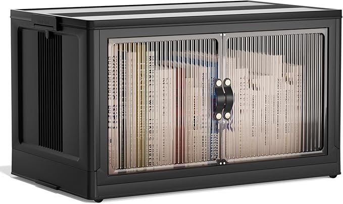 Jalove 30Gal Large Storage Bins with lids, 120QT Plastic Stackable Storage Containers with Wheels, Collapsible Closet Organizer and Storage Drawers,Clothes Organization for Cabinet Home, 1Pack Black