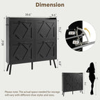 Nicetree Shoe Cabinet, Shoe Storage Cabinet for Entryway, Farmhouse Narrow Shoe Rack Cabinet with Metal Legs, Foyer, Hallway,4 Flip Drawers,Black