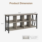 GarveeHome 8 Cube Storage Organizer Bookshelf, 3 Tier Metal Horizontal Bookcase, 62 Inch Console Bookshelf, Industrial Storage Bookcase for Entryway, Long Low Bookshelves for Living Room-Grey