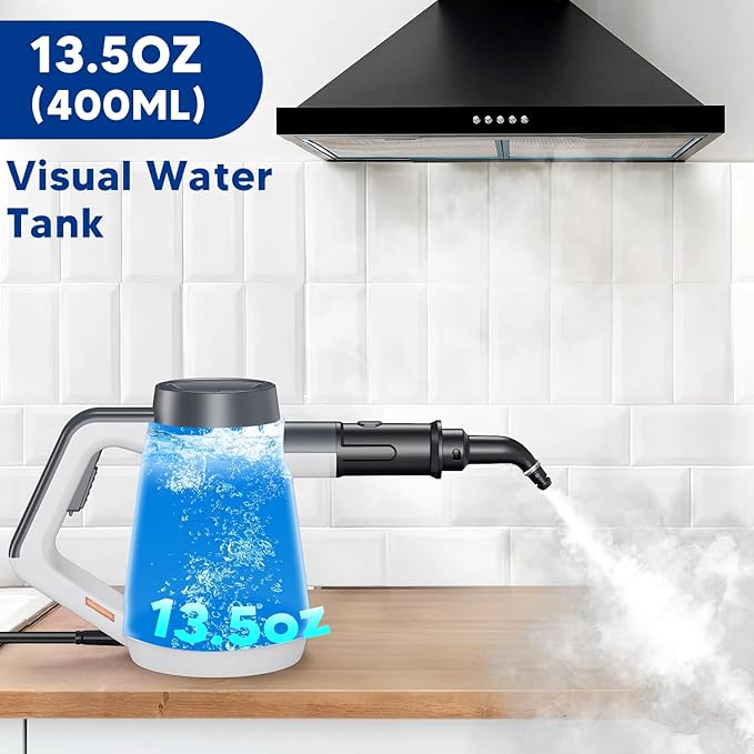 Handheld Steam Cleaner, Pressurized Steam Cleaner for Home with 10PCS Accessories, 15S Fast Heating Portable Steamer for Cleaning with Safety Lock for Home Kitchen Cleaning, Floors, Appliance Surfaces