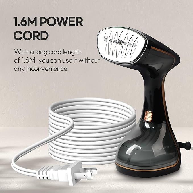 HubiCare Handheld Garment Steamer for Clothes - TurboSteam 1500W, 3 Steam Levels, 320ml Big Capacity, Strong Penetrating Steam, 20s Fast Heat-up, Steam Iron Fabric Wrinkle Remover with Brush