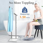 Kayfia 40" Standing Towel Rack with Weighted Marble Base, Width Adjustable & Taller Bathroom Towel Rack Stand, 2-Tier Towel Racks for Bathroom, Multiple Spaces Stainless Steel Brushed Finish