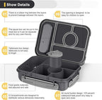 Amathley Bento Box Adult Lunch Box Kids,Lunch Containers for Adults/Kids/Toddler,5 Compartments Bento Lunch Box with Sauce Vontainers,Microwave & Dishwasher & Freezer Safe,BPA-Free (Dark Gray)