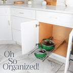 HOLDN’ STORAGE Pull Out Cabinet Organizer - Heavy Duty Steel with Smooth Slide-Out Drawers, Chrome Finish - 17" W x 17" D Basket, Fits 18.25" Cabinet Opening