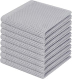 Homaxy 100% Cotton Waffle Weave Kitchen Dish Cloths, Ultra Soft Absorbent Quick Drying Dish Towels, 12 x 12 Inches, 8-Pack, Light Gray
