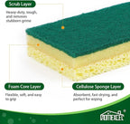 HOMEXCEL Sponges Kitchen 24pcs, Heavy Duty Sponges for Dishes, Scrub Cleaning Sponge for Non-Coated Cookware, Dishes, Pots, Pans, Dual Sided Dish Sponge for Kitchen, Household, Bathroom and More