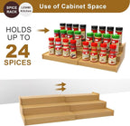 Spice Rack Organizer for Cabinet 2Pack, 3 Tier Expandable Bamboo Spice Storage, Great for Kitchen Cabinet, Cupboard,Pantry and More(Natrual)