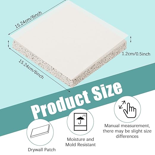 Amylove Drywall Repair Panel Drywall Patch Panel for Wall Repair(4 Pieces,6" x 6" x 1/2")