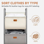 STORAGE MANIAC 80 Liters Vertical Rolling Laundry Hamper, 2 Section Laundry Sorter with Wheels and 2 Breaks, 2-tier Laundry Baskets for Small Space, Dorm, Laundry Room, Closet, Multicolored 2-tier