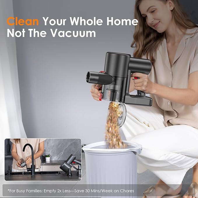 Cordless Vacuum Cleaner, 40KPA/40Mins, LED Display, Lightweight Stick Vacuum with Powerful Suction, Self-Standing, Green Light, Rechargeable Vacuum Cleaners for Home Pet Hair Carpet Hard Floors