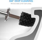 SetSail Toilet Brush, Compact Size Toilet Bowl Brush and Holder Toilet Brushes for Bathroom with Stainless Steel Handle Toilet Cleaner Brush with Durable Scrubbing Bristles, 4 Packs, Brown