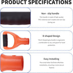 ID 1.26" Orange Shovel D Curved Grip Handle,PVC Shovel D Curved Grip Handle,Plastic Spade Replacement Snow Removal Garden Accessorie Backyard Digging,7.68×5.12-in(H*T)