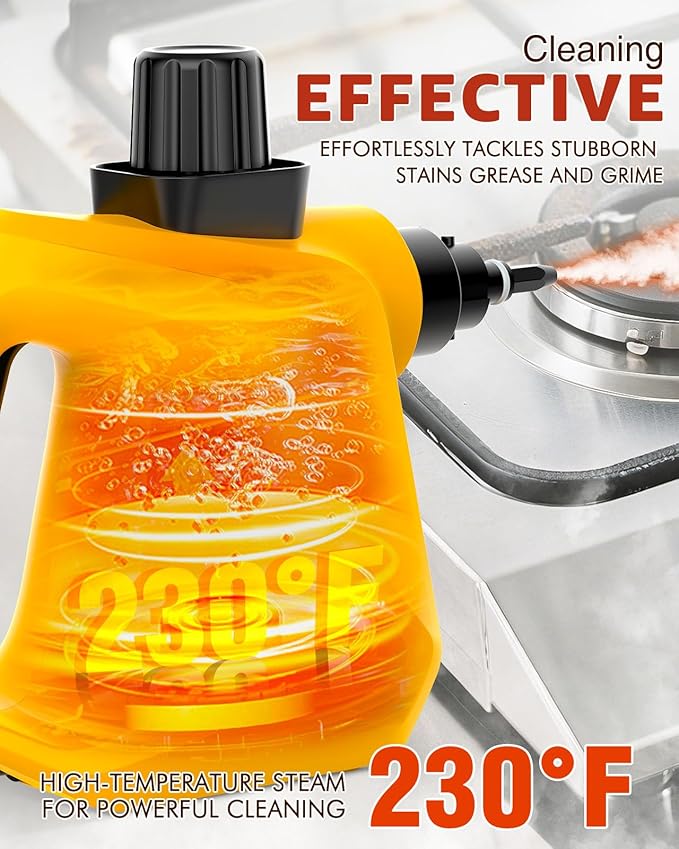 Pressurized Deep Cleaning Handheld Steam Cleaner for Home, Multi-Purpose Natural Steamer with 9 PCS Accessories for Kitchen, Car Detailing, Furniture, Bathroom, Floor, Tile and Grout