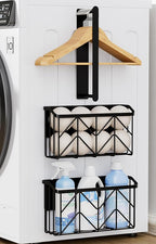 DAOYA Magnetic Dryer Ball Holder and Magnetic Hanger Holder Set - Magnetic Basket Storage for Dryer Balls, Laundry Pods, Dryer Sheets, Laundry Room Organization and Storage, Black