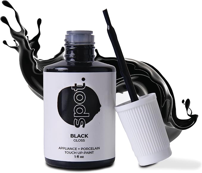 spot. Touch Up Paint, Porcelain + Appliance Repair Kit, for Chips, Scratches, Cracks on Tiles, Metal Surfaces, Ceramics, and Fiberglass, Black Pearl, 1 Fl Oz