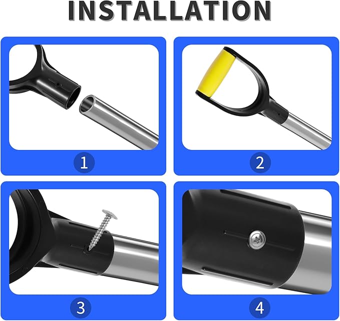 ID 1.26" Yellow & Black Shovel D-Shaped Grip Handle,PVC Shovel D Straight Grip Handle,Plastic Spade Replacement Snow Removal Garden Accessorie Backyard Digging,7.6×4.13-in(H*T)