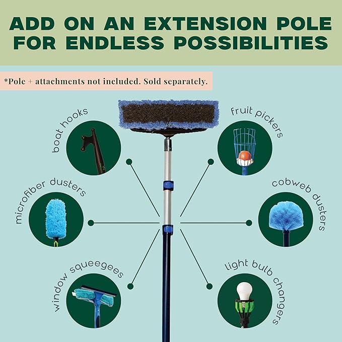 EVERSPROUT 11-inch Scrub Brush with Built-in Rubber Bumper | Soft Bristles wash Car, Truck, RV, Boat, Solar Panel, Floor | Bumper Prevents Scratches | Twists on 3/4-inch Acme Pole (Pole not Included)
