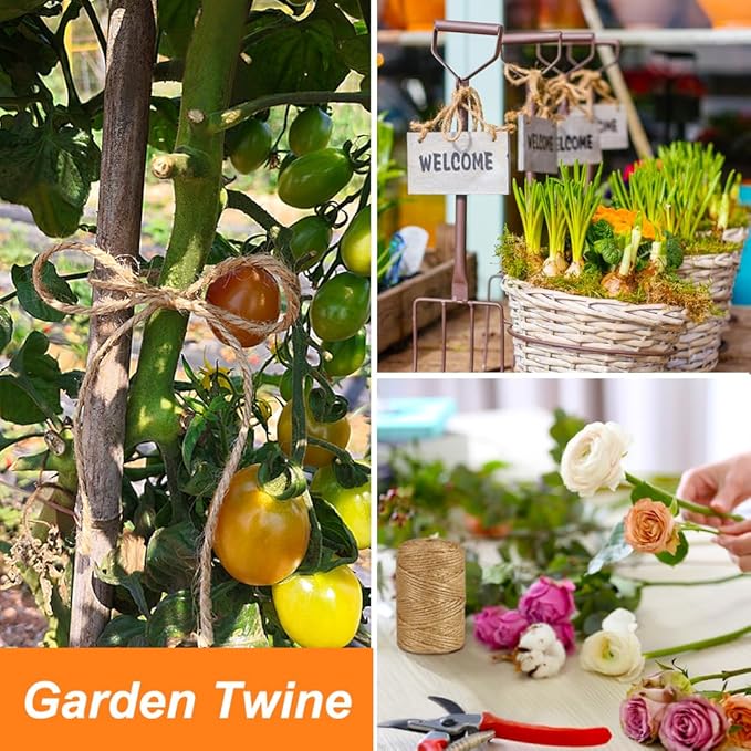 Shintop 3mm Twine, 328 Feet Garden Twine Heavy Duty 3Ply Natural Jute String for Arts, Crafts, Gift Wrapping and Climbing Plants (Brown)