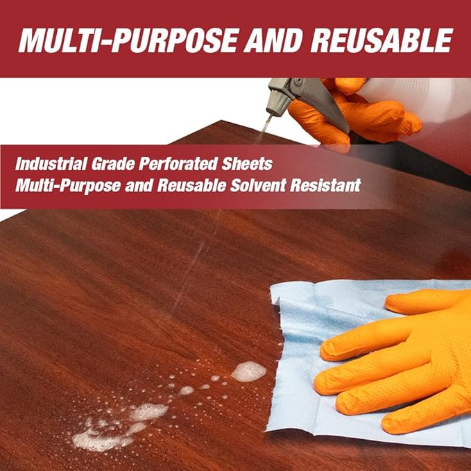 PrepWipe Heavy Duty Cleaning Towels, Lint Free Industrial Paper Towels, Disposable Pack of 300 Sheets 10"x14" (8 Boxes)- 26028