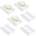 Plastic Bar Soap Holder Soap Saver Tray Bar Dish Self Draining Dishes for Sponge Dryer Bathroom Toilet Shower Kitchen Restaurant Counter(Clear,6 Pieces)