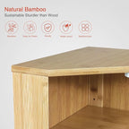 Goozii Bamboo Corner Bread Box for Kitchen Counter, 2 Tier Bread Keeper Wooden Round, Farmhouse Bread Storage Bin for Kitchen Countertop, Counter Organizer for Bread, Cup, Fruit, Spice, Snack
